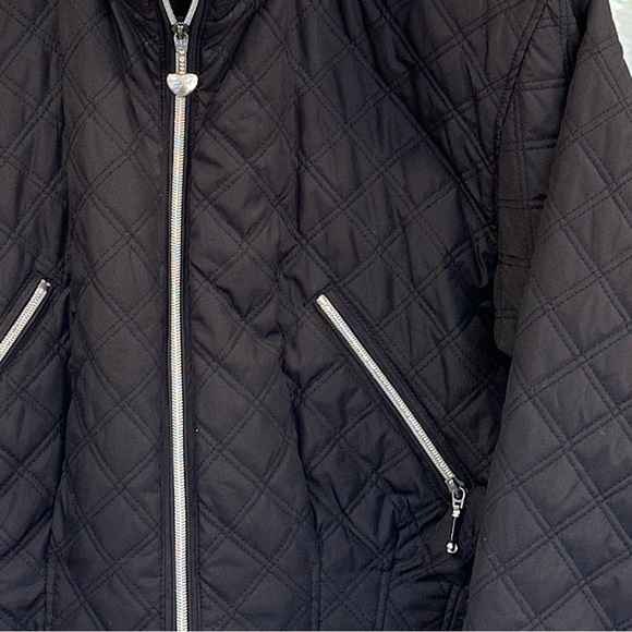 VTG Obermeyer Cropped Winter Coat Jacket Womens 8 Black Quilted Moto - Picture 3 of 12